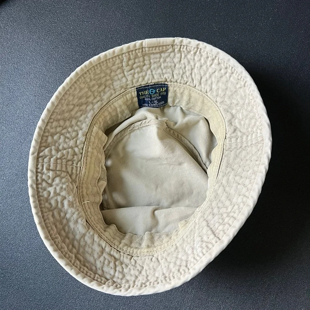 Vtg The Cap Tan Cotton Bucket Hat Men L/XL Outdoor Gear Y2k 90s Gorpcore Retro